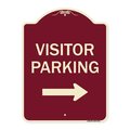 Signmission Designer Series-Visitor Parking With Right Arrow Burgungy, 24" x 18", BU-1824-9742 A-DES-BU-1824-9742